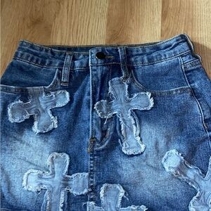 Fashion Nova Blue Denim with Gold Stitching